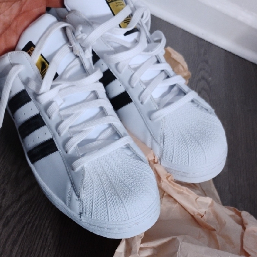 Adidas Classic White Sneakers with Black Stripes